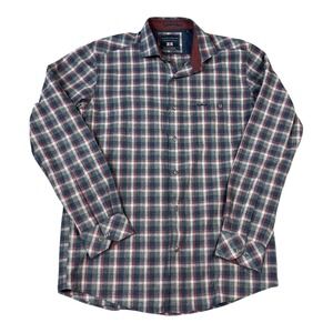 Guide London Cotton Blend Plaid Casual Button Down Shirt Men's Medium